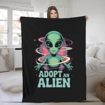 Discover Adopt An Alien Funny Alien Lover Gifts Fleece Blankets