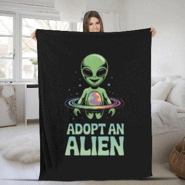Discover Adopt An Alien Funny Alien Lover Gifts Fleece Blankets