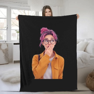 Discover Surprised AI woman Fleece Blankets