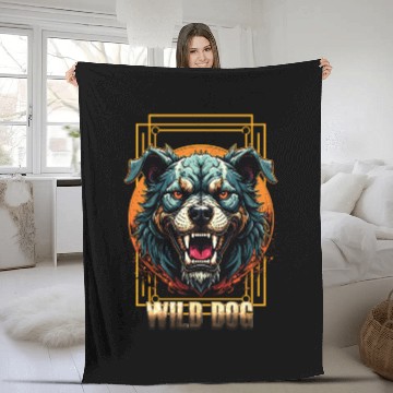 Discover Wild Dog Fleece Blankets – Fierce Beast Graphic Fleece Blankets for Street