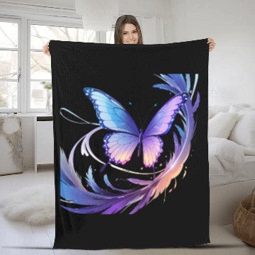 Discover Spectrum Wings – Abstract Floral Butterfly Design Fleece Blankets