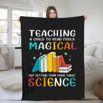 Discover Reading Teacher Bookworm Read Books Fleece Blankets