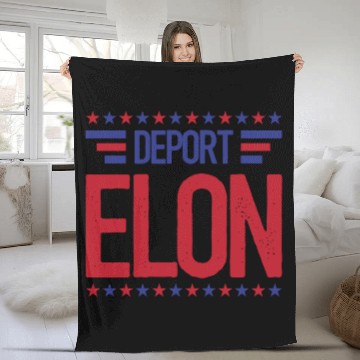 Discover Deport Elon Musk Bumper Anti Fascist Fleece Blankets