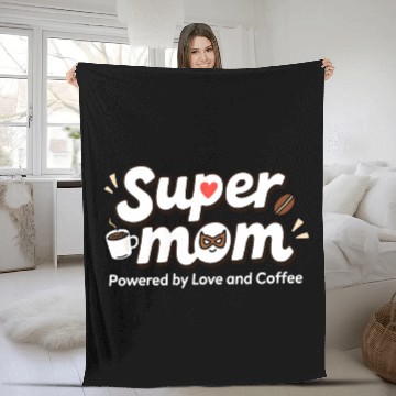Discover Supermom: Powered by Love and Coffee Fleece Blankets