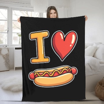 Discover I Love Hotdogs - Fast Food Snack Fun Fleece Blankets