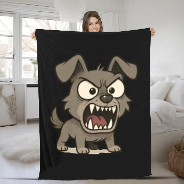 Discover "Funny Angry Dog – Fierce & Hilarious Art Fleece Blankets