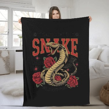 Discover Snake Year of the Snake 2025 Tattoo Design Fleece Blankets