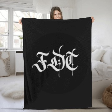 Discover Ornate Gothic Lettering FDT in Light Grey on Black Fleece Blankets