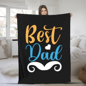 Discover Best Dad Bold Typography Fleece Blankets