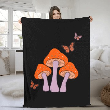 Discover Enchanted Mushrooms & Butterflies Art Fleece Blankets