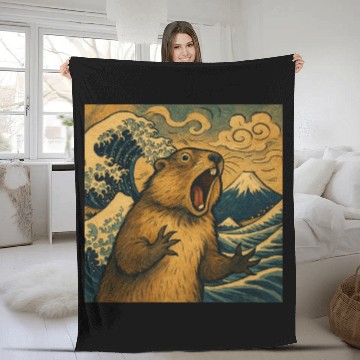 Discover The Great Scream off Kanagawa – Marmot Overboard Fleece Blankets
