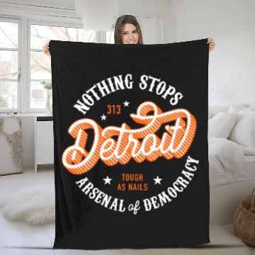Discover Detroit - Nothing Stops Detroit Fleece Blankets