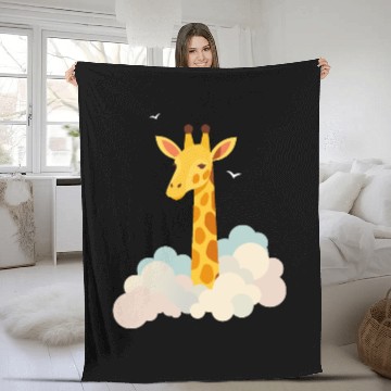 Discover Gentle Giraffe Above the Clouds – Dreamy Motif Fleece Blankets