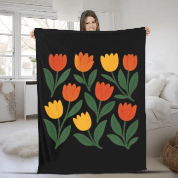 Discover Bright Tulip Garden Pattern Fleece Blankets