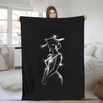 Discover Elegant Night Diva in Sparkling Hat and Dress Fleece Blankets