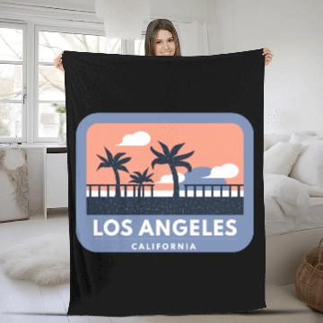 Discover Los Angeles California Retro Skyline Design Fleece Blankets
