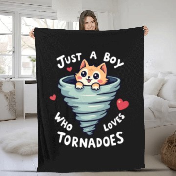 Discover Just A Boy Who Loves Tornadoes Storm Meteorologist Fleece Blankets