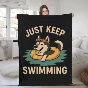 Discover Just Keep Swimming – Husky Summer Vibes Fleece Blankets