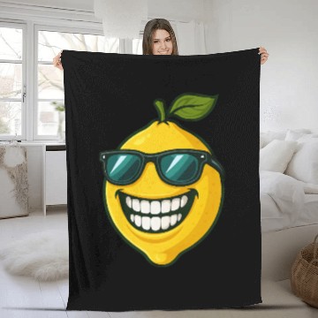 Discover Cool lemon sunglasses summer fruit smile Fleece Blankets