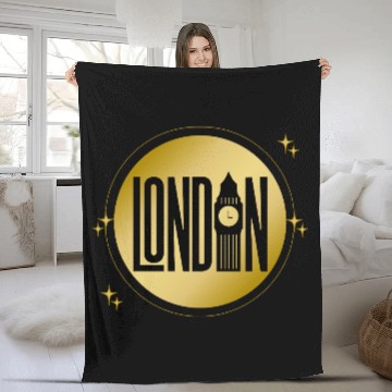 Discover Black & Gold London Skyline Retro City Pride Fleece Blankets