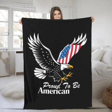 Discover Proud To Be American Eagle Flag Fleece Blankets