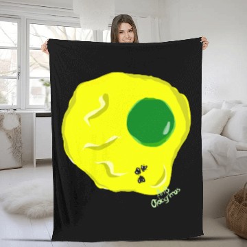 Discover Yellow and green fried egg and flies Fleece Blankets