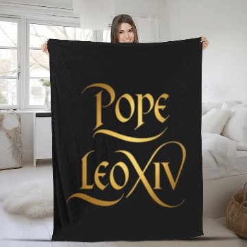 Discover Golden Typography: Pope Leo XIV in Classic Style Fleece Blankets