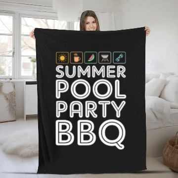 Discover Summer Pool Party BBQ Squad Fleece Blankets