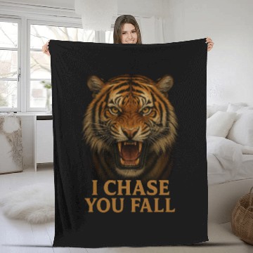 Discover "I Chase – You Fall | Fierce Roaring Tiger Graphic Fleece Blankets