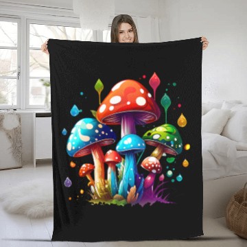 Discover Nature's Psychedelic Mushrooms Fleece Blankets