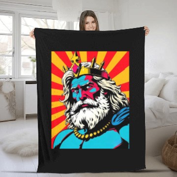 Discover Bold Pop Art Zeus – Colorful Greek God Illustratio Fleece Blankets