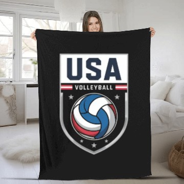 Discover USA Volleyball Emblem Design Fleece Blankets