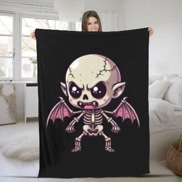 Discover Cute Vampire Skeleton – Bat-Winged Monster Fleece Blankets