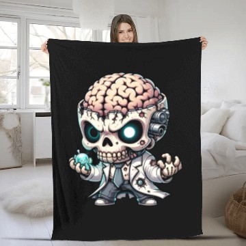 Discover Zombie Scientist – Undead Brain Lab Genius Fleece Blankets