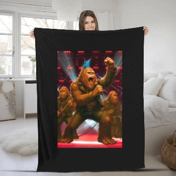 Discover Bigfoot Punk Rock Band Rocking the House Fleece Blankets