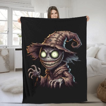 Discover Evil Scarecrow Witch – Creepy Halloween Horror Fleece Blankets