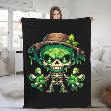 Discover Swamp Skeleton Mutant – Creepy Plant Monster Fleece Blankets