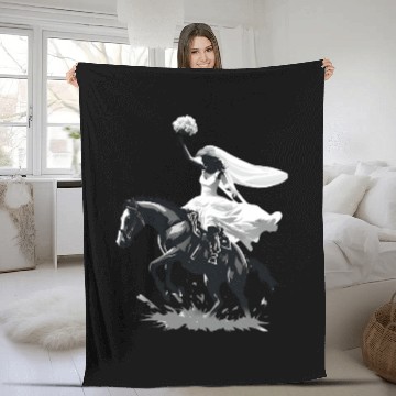 Discover Western Cowgirl Bride on Bucking Horse – Grayscale Fleece Blankets