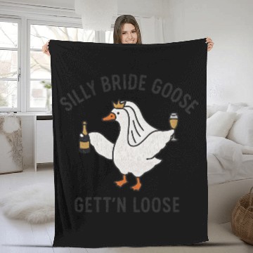Discover Embroidered Silly Goose Bride Funny Goose Lover Fleece Blankets