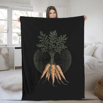 Discover Organic Carrot Plant Art Illustration Fleece Blankets