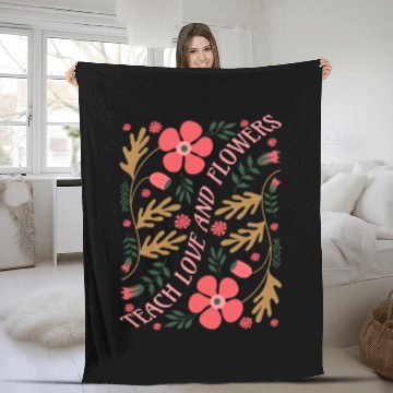 Discover Tea Love and Flowers Floral Design Fleece Blankets