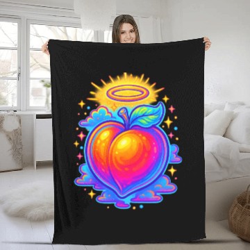 Discover Neon peach divine Fleece Blankets