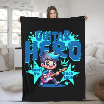 Discover Guitar Hero Kid – Cute Rock Star Cartoon Fleece Blankets | Bor