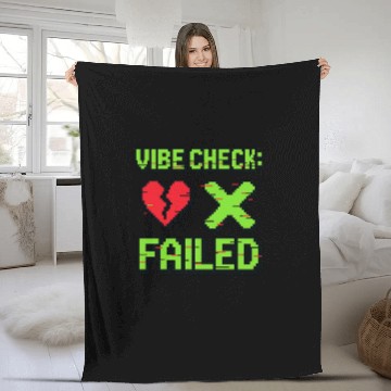 Discover Vibe Check: Failed – Gamer Glitch Design Fleece Blankets
