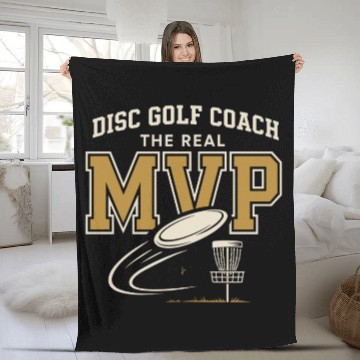 Discover Disc Golf Coach Fleece Blankets Disc Golf Instructor Frisbee