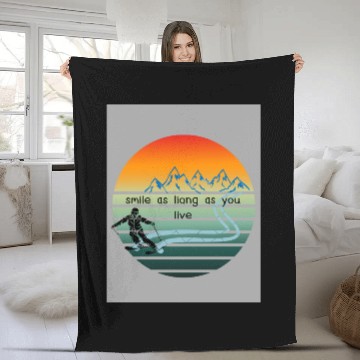 Discover Skiing Fleece Blankets