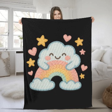 Discover Smiling Cloud Rainbow – Embroidered Kids Logo Fleece Blankets