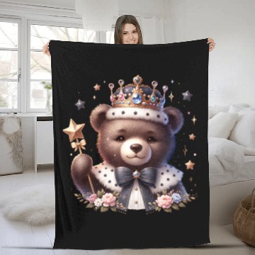 Discover Royal Teddy Bear Magic – Crowned Cutie with Sparkl Fleece Blankets
