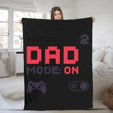 Discover Dad Mode On Retro Gamer Dad Pixel Art Design Fleece Blankets