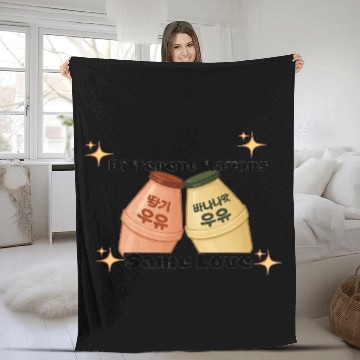 Discover Cute Korean Strawberry and Banana Milk Design Fleece Blankets